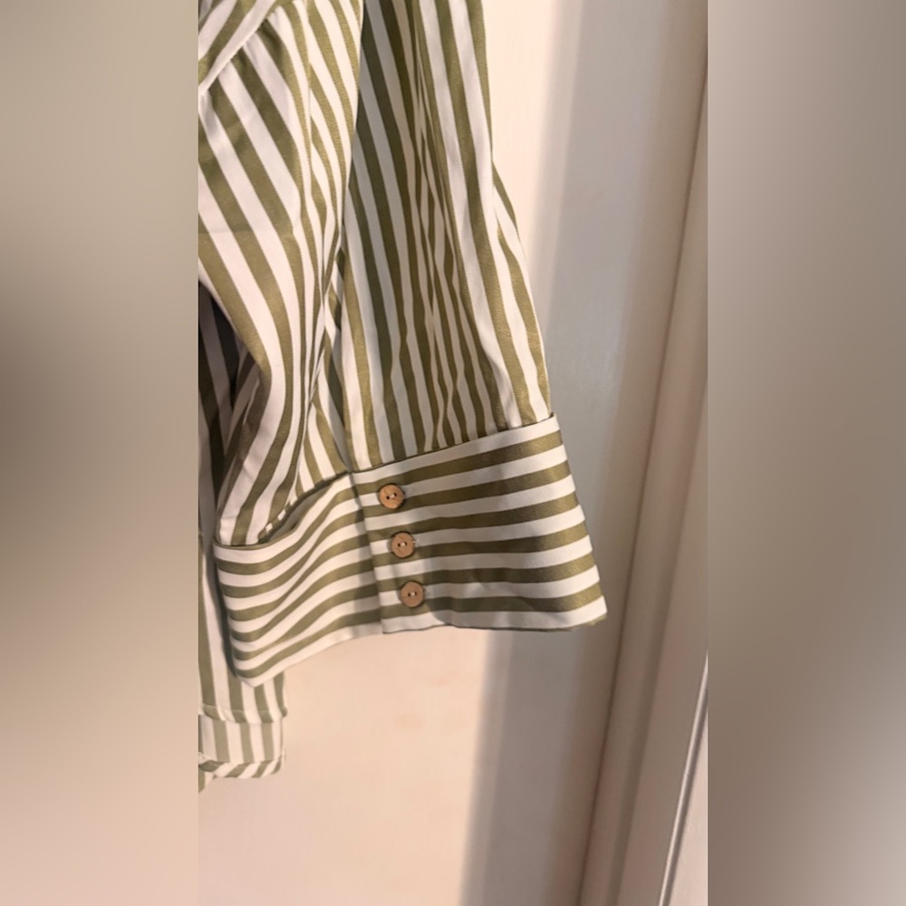 Zara Striped Green and White Shirt NWT - Picture 6 of 6